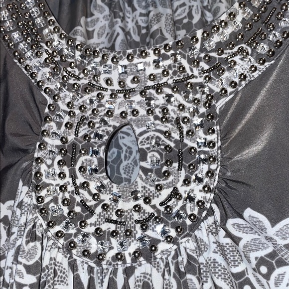 INC International Concepts Embellished Black and White Tank Top - Picture 7 of 8